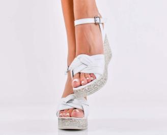 Дамски сандали естествена кожа бели  EOBUVKIBG