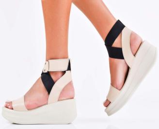 Дамски сандали естествена кожа бежови EOBUVKIBG