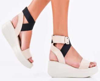 Дамски сандали естествена кожа бежови EOBUVKIBG