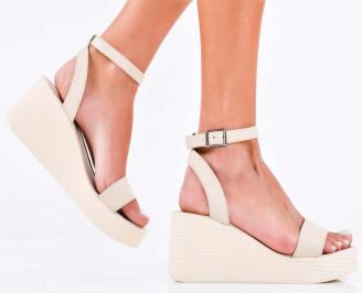 Дамски сандали естествена кожа бежови EOBUVKIBG