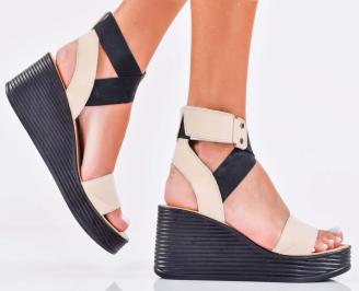 Дамски сандали естествена кожа бежови EOBUVKIBG