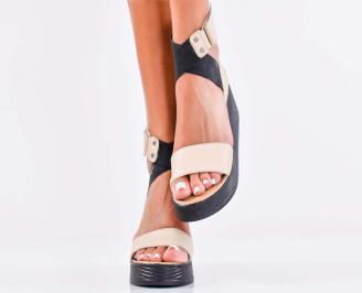 Дамски сандали естествена кожа бежови EOBUVKIBG