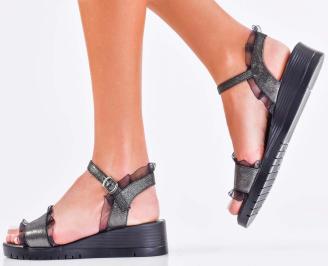 Дамски сандали естествена кожа черни EOBUVKIBG