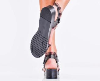 Дамски сандали естествена кожа черни EOBUVKIBG