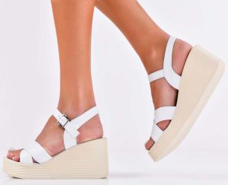 Дамски сандали естествена кожа бели EOBUVKIBG