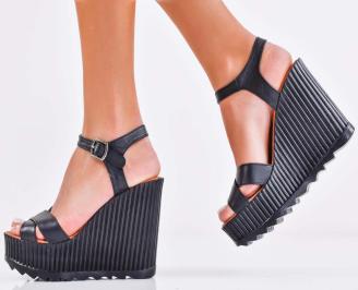 Дамски сандали естествена кожа черни EOBUVKIBG