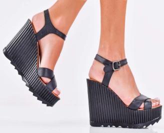 Дамски сандали естествена кожа черни EOBUVKIBG