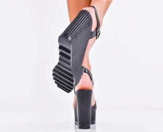 Дамски сандали естествена кожа черни EOBUVKIBG