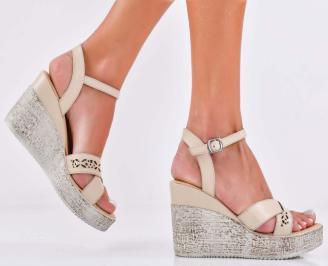 Дамски сандали естествена кожа бежови EOBUVKIBG