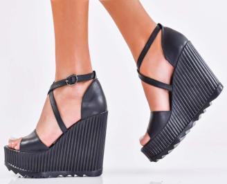 Дамски сандали естествена кожа черни EOBUVKIBG