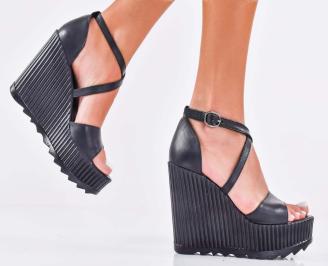 Дамски сандали естествена кожа черни EOBUVKIBG