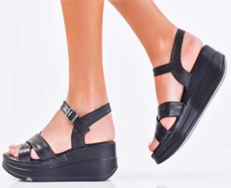 Дамски сандали естествена кожа черни EOBUVKIBG