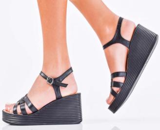 Дамски сандали естествена кожа черни EOBUVKIBG