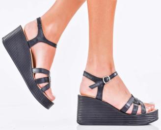 Дамски сандали естествена кожа черни EOBUVKIBG