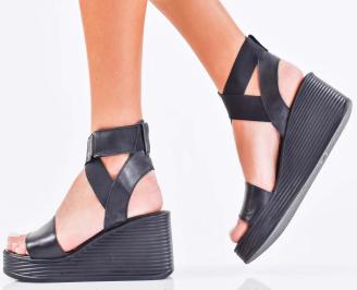 Дамски сандали естествена кожа черни EOBUVKIBG