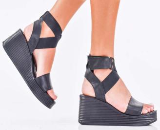 Дамски сандали естествена кожа черни EOBUVKIBG