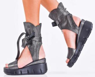 Дамски сандали естествена кожа черни EOBUVKIBG