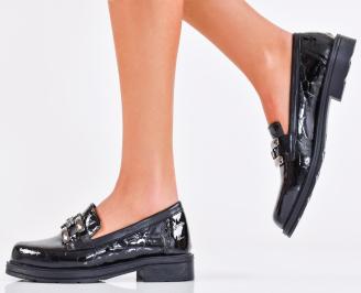 Дамски обувки естествен лак черни EOBUVKIBG