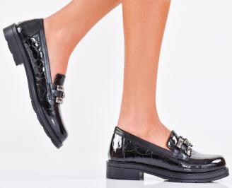 Дамски обувки естествен лак черни EOBUVKIBG