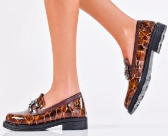 Дамски обувки естествен лак кафеви EOBUVKIBG