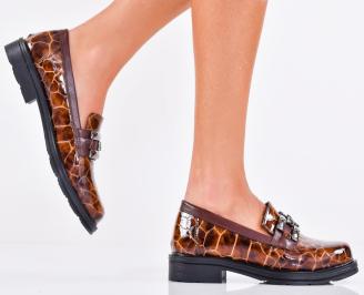 Дамски обувки естествен лак кафеви EOBUVKIBG