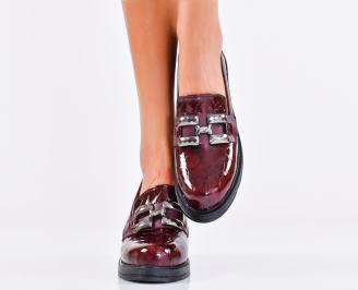 Дамски обувки естествен лак бордо EOBUVKIBG