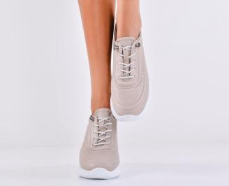 Дамски сникърси естествена кожа бежови EOBUVKIBG