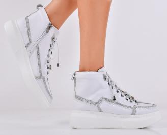 Дамски боти естествена кожа бели EOBUVKIBG