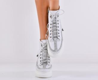 Дамски боти естествена кожа бели EOBUVKIBG