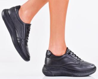 Дамски сникърси естествена кожа черни EOBUVKIBG