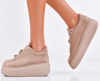 Дамски сникърси бежови EOBUVKIBG