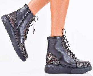 Дамски боти естествена кожа черни EOBUVKIBG