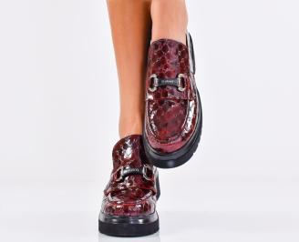 Дамски обувки естествен лак бордо EOBUVKIBG