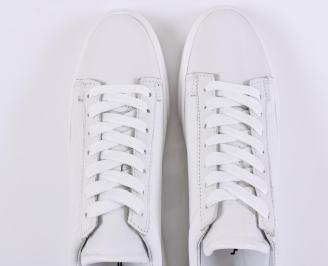 Мъжки кецове естествена кожа бели EOBUVKIBG