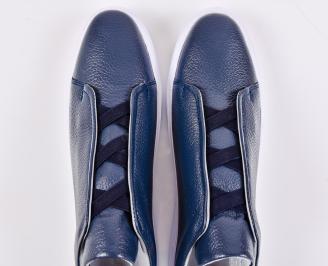 Мъжки кецове естествена кожа сини EOBUVKIBG