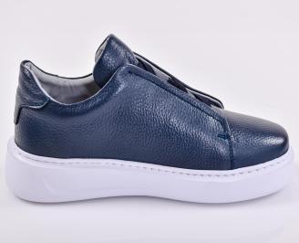 Мъжки кецове естествена кожа сини EOBUVKIBG