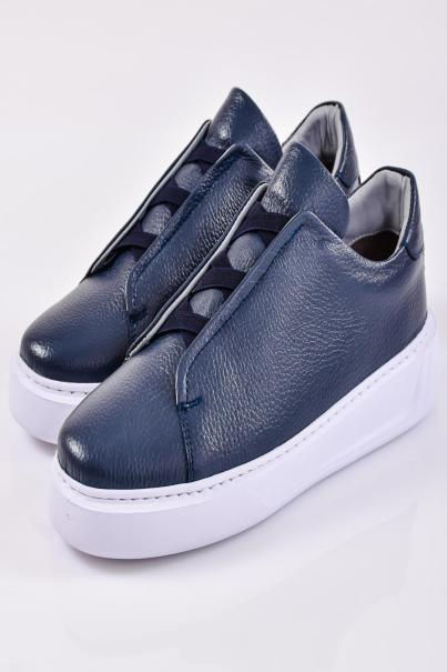 Мъжки кецове естествена кожа сини EOBUVKIBG