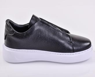 Мъжки кецове естествена кожа черни EOBUVKIBG