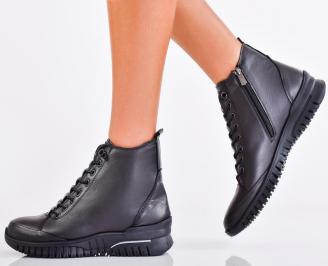 Дамски боти естествена кожа черни EOBUVKIBG