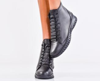 Дамски боти естествена кожа черни EOBUVKIBG