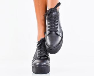 Дамски обувки естествена кожа черни EOBUVKIBG