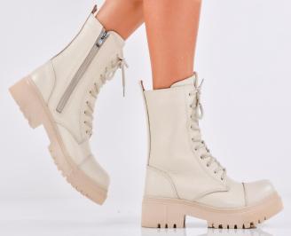 Дамски боти естествена кожа бежови EOBUVKIBG