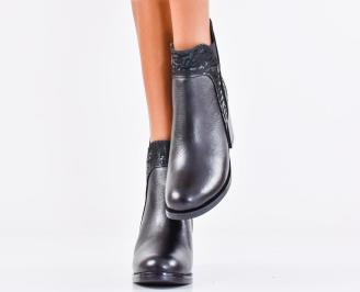 Дамски елегантни боти естествена кожа черни EOBUVKIBG