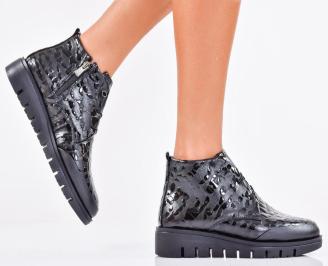 Дамски боти естествена кожа черни EOBUVKIBG