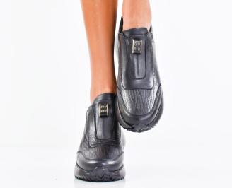 Дамски сникърси естествена кожа черни EOBUVKIBG