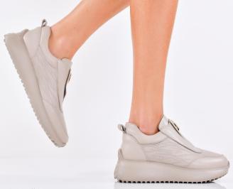 Дамски сникърси естествена кожа бежови EOBUVKIBG