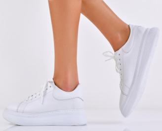 Дамски сникърси естествена кожа бели EOBUVKIBG