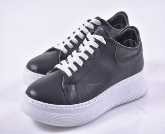 Дамски сникърси естествена кожа черни EOBUVKIBG