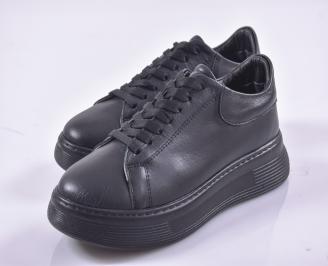 Дамски сникърси естествена кожа черни EOBUVKIBG