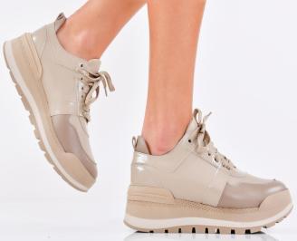 Дамски сникърси естествена кожа бежови  EOBUVKIBG